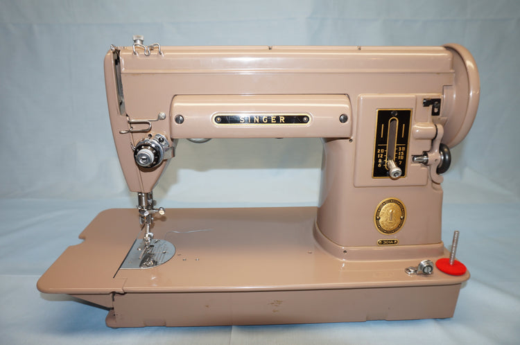 front view of a beige Singer 301 sewing machine